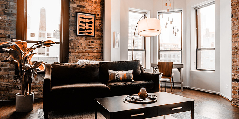 Apartment-Lighting Apartment living room showing how smart bulbs can cause problems for apartment lighting.